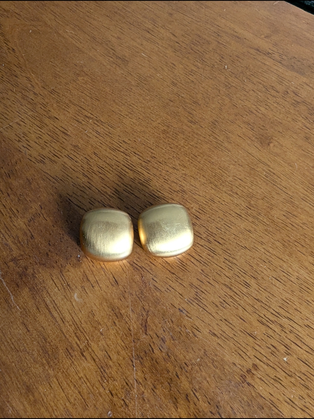 Gold Toned Square Dome Earrings